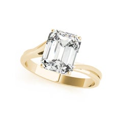 GIA Certified 1.20 Carat Basket Set Emerald Curved Band Diamond Ring
