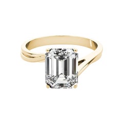 GIA Certified 1.20 Carat Basket Set Emerald Curved Band Diamond Ring