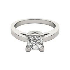 GIA Certified 1,20 Carat Basket Set Princess Cathedral Diamond Ring