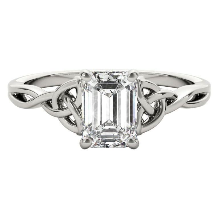 GIA zertifiziert 1,20 Karat Keltischer Knoten Smaragd Solitär Diamantring