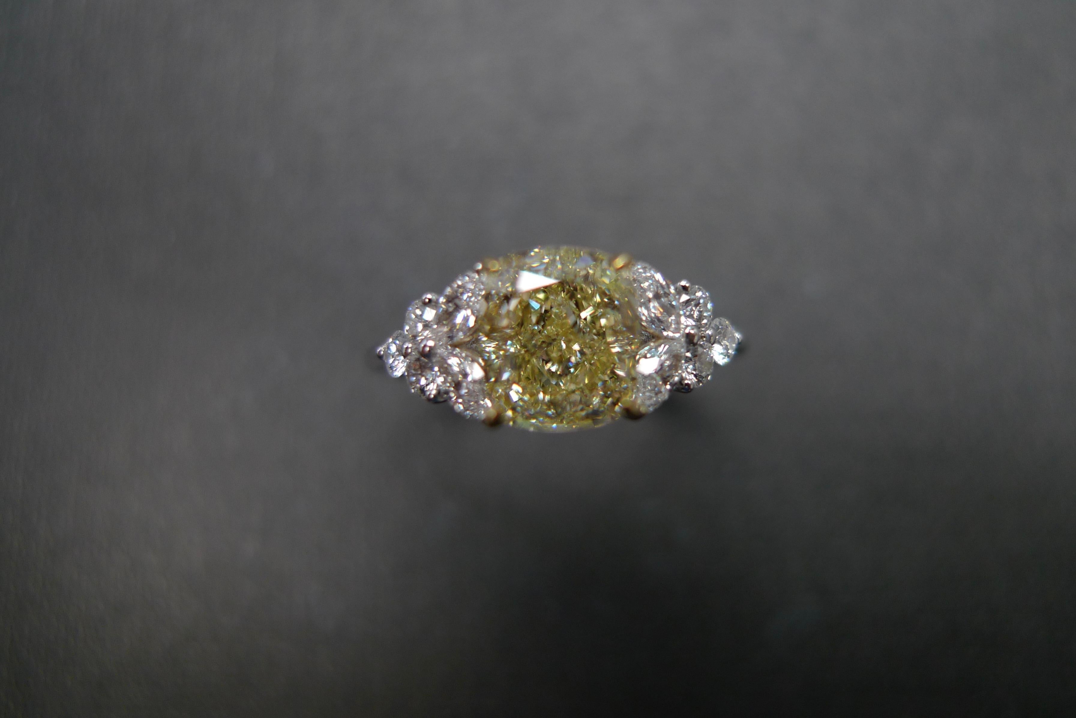 For Sale:  GIA Certified 1.20 Carat Cushion Cut Light Yellow Diamond Unique Engagement Ring 5