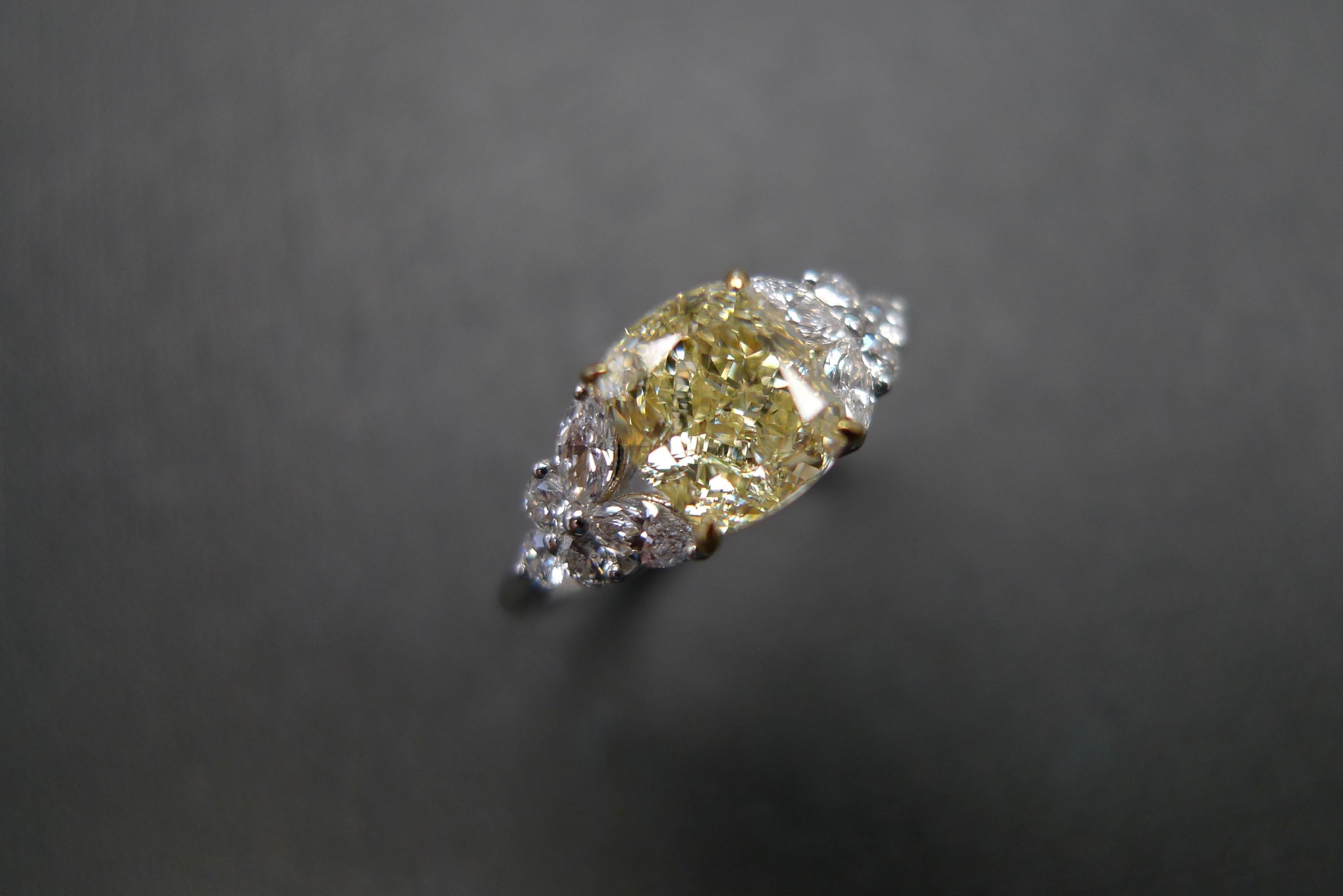 For Sale:  GIA Certified 1.20 Carat Cushion Cut Light Yellow Diamond Unique Engagement Ring 6