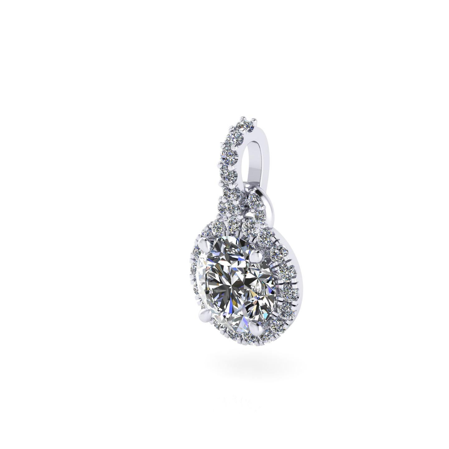 Round Cut GIA Certified 1.20 Carat Diamond Halo Platinum Necklace For Sale