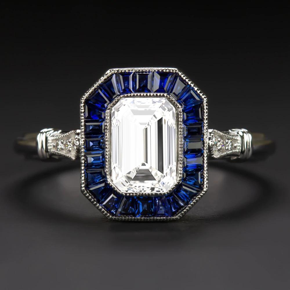 GIA Certified 1.20 Carat Emerald Cut Blue Sapphire Solitaire Ring In New Condition In Rome, IT