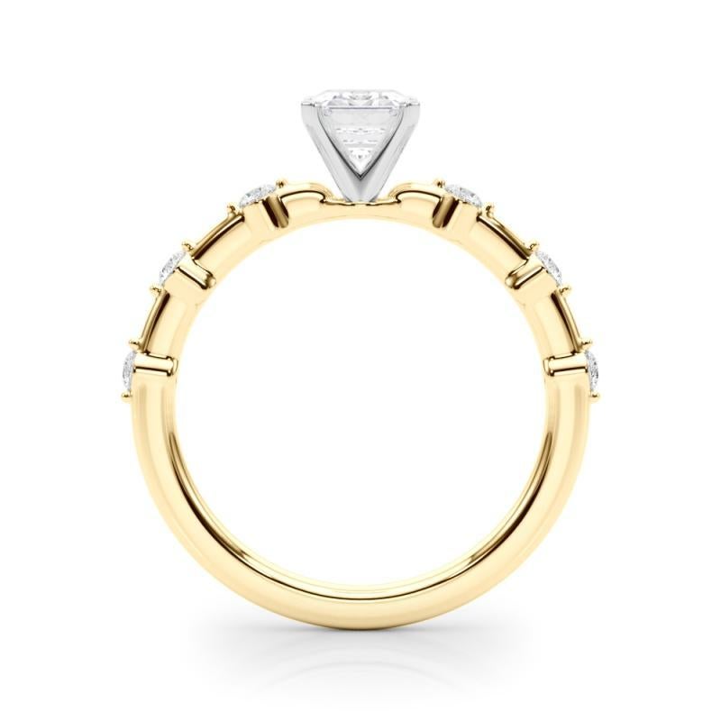 Anello di diamanti con gambo di bambù con diamante smeraldo certificato GIA da 1,20 carati In condizioni Nuovo in vendita a New York, NY