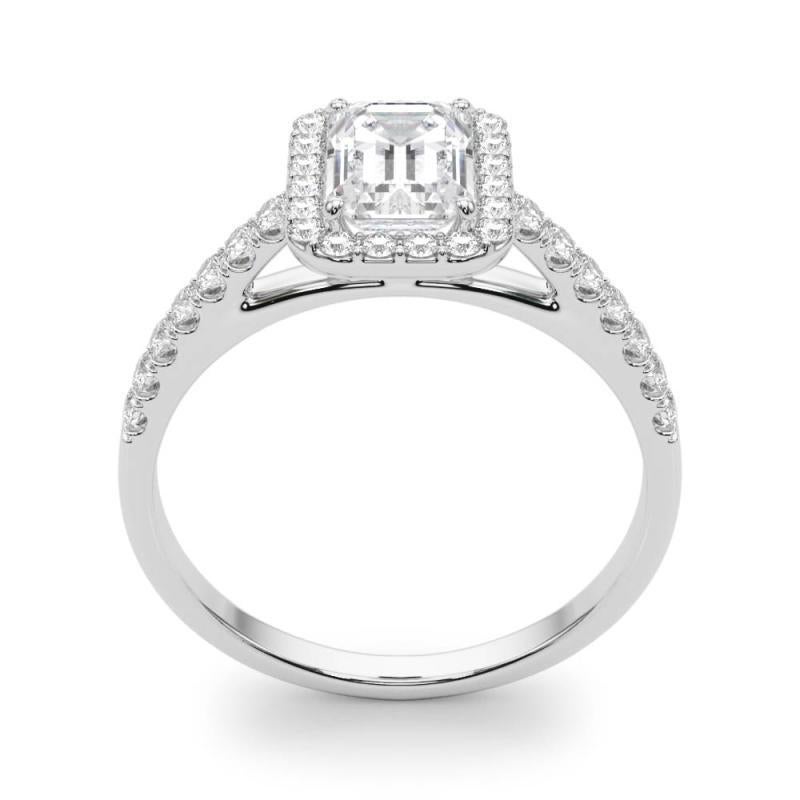 Donna GIA Certified 1,20 Carat Emerald Halo Pave  Anello con diamante in vendita