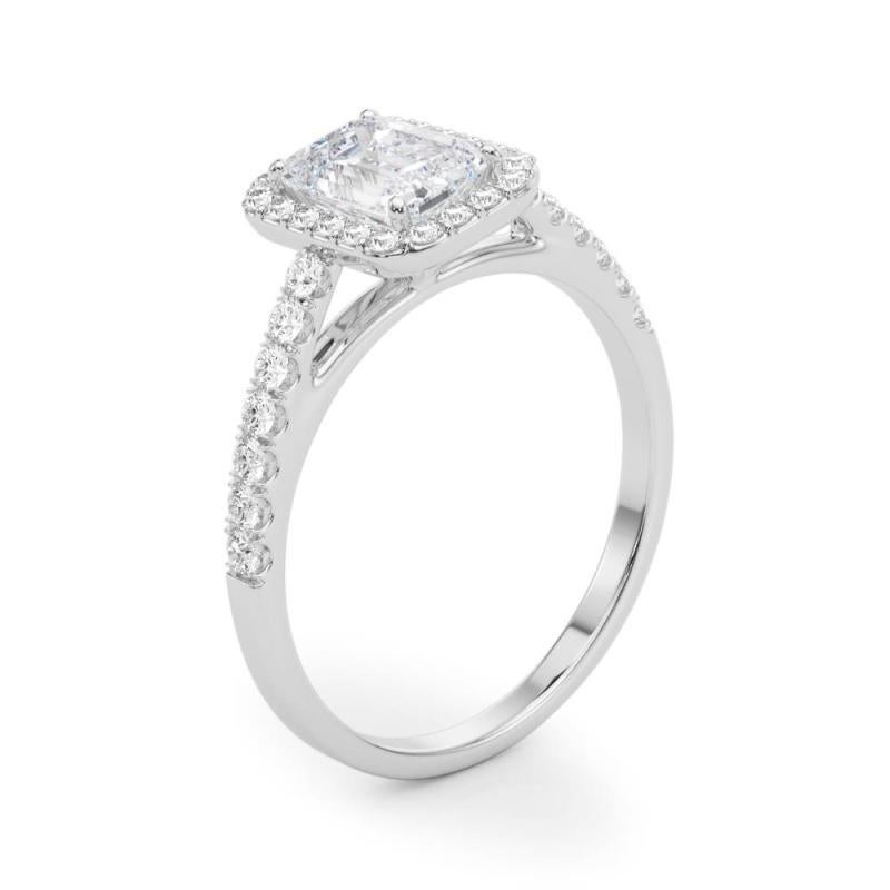 GIA Certified 1,20 Carat Emerald Halo Pave  Anello con diamante in vendita 1