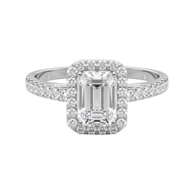 GIA Certified 1.20 Carat Emerald Halo Pave  Diamond Ring