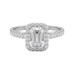 GIA Certified 1.20 Carat Emerald Halo Pave  Diamond Ring