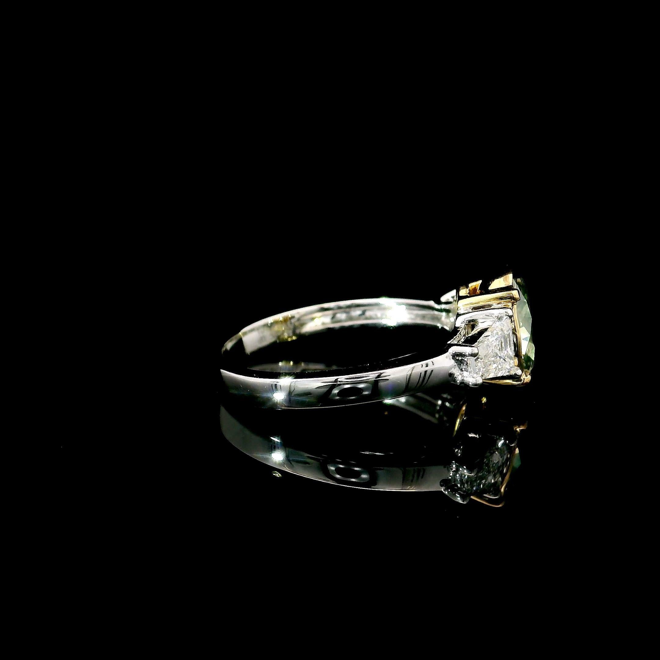 Bague fantaisie de 1,20 carat de pureté jaune brunâtre vertâtre SI1 certifiée par le GIA Unisexe en vente
