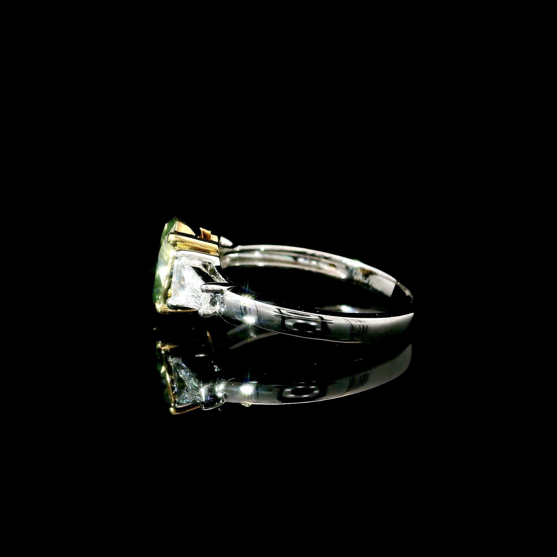 Bague fantaisie de 1,20 carat de pureté jaune brunâtre vertâtre SI1 certifiée par le GIA en vente 1