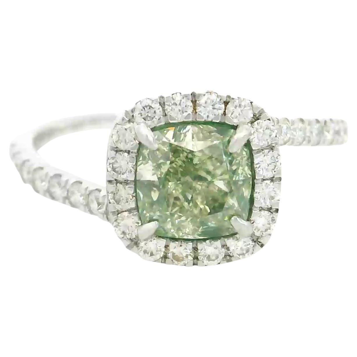 Bague diamant certifié GIA 1.20 carat Fancy Brownish Greenish Yellow SI2 Clarity