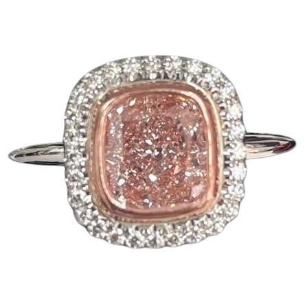 GIA Certified 1.20 Carat Internally Flawless Fancy Orangy Pink Diamond Halo Ring