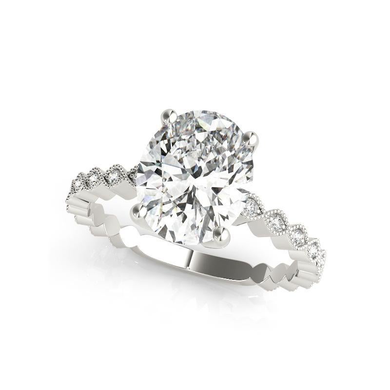 Taglio ovale GIA Certificato 1,20 Carati Oval Bezel Milgrain Band  Anello con diamante in vendita