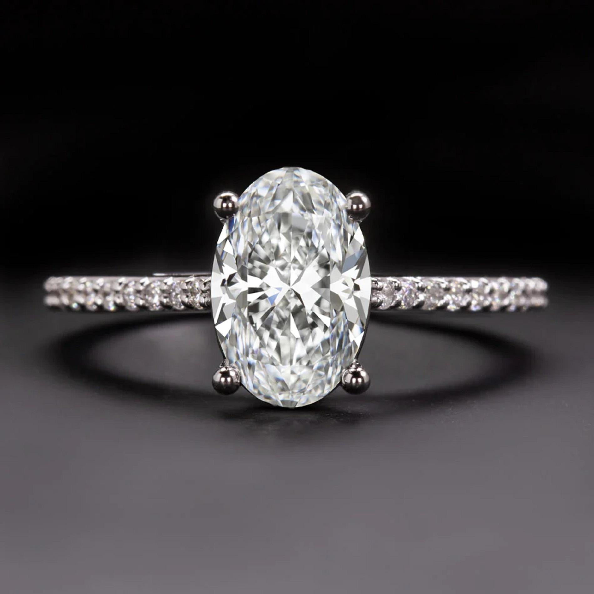 Moderne Bague en platine avec diamant taille ovale de 1.20 carats certifié par le GIA en vente