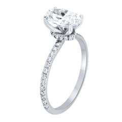 GIA Certified 1.20 Carat Oval Diamond 14K White Gold Ring