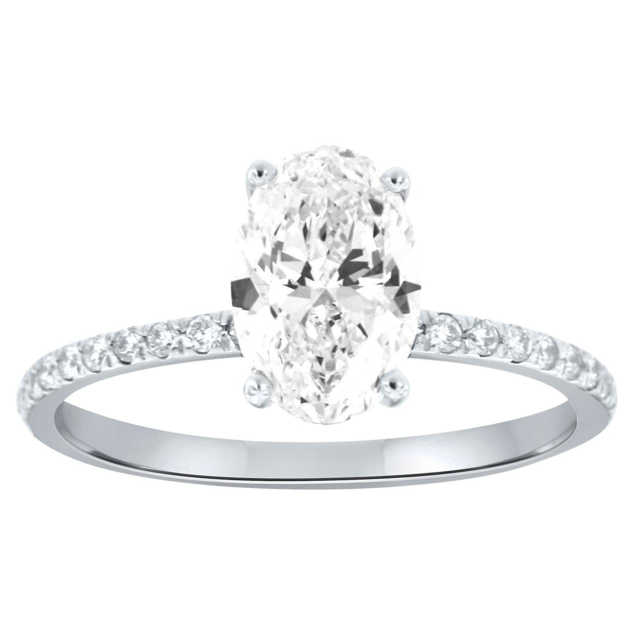 GIA Certified 1.20 Carat Oval Diamond 14K White Gold Ring  For Sale