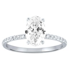 GIA Certified 1.20 Carat Oval Diamond 14K White Gold Ring 