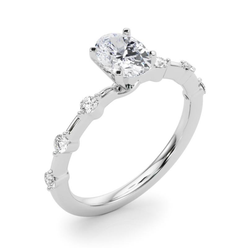 GIA zertifiziert 1,20 Karat Oval Diamant Bambus Schaft Diamantring Damen im Angebot