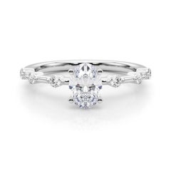 Bague en bambou avec diamant ovale de 1,20 carat certifiée GIA