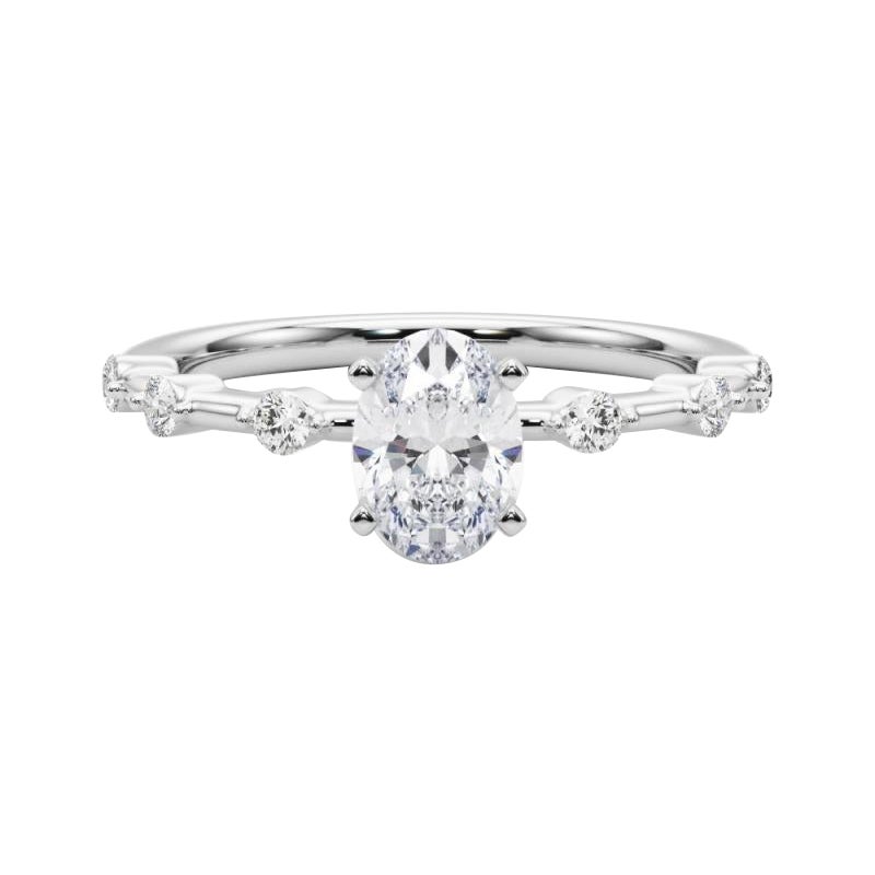 GIA zertifiziert 1,20 Karat Oval Diamant Bambus Schaft Diamantring