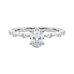 GIA zertifiziert 1,20 Karat Oval Diamant Bambus Schaft Diamantring