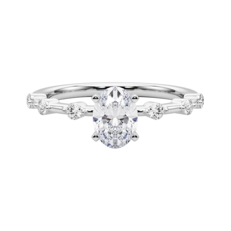 GIA zertifiziert 1,20 Karat Oval Diamant Bambus Schaft Platin Diamant Ring