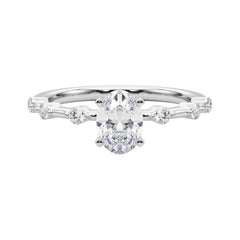 GIA zertifiziert 1,20 Karat Oval Diamant Bambus Schaft Platin Diamant Ring
