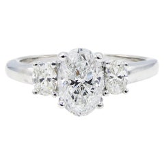 GIA Certified 1.20 Carat Oval E SI2 14 Karat White Gold Diamond Engagement Ring