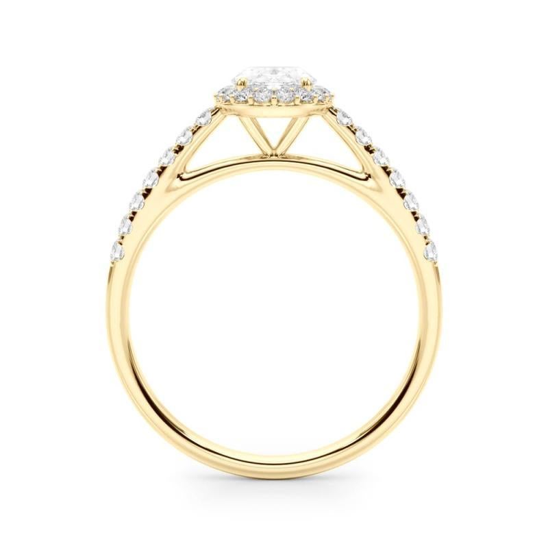 GIA zertifiziert 1,20 Karat Oval Halo Pave 18K Gelbgold Diamantring im Zustand „Neu“ im Angebot in New York, NY