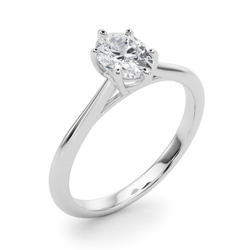 Donna Anello con diamante solitario ovale multi-filo in platino rosa certificato GIA da 1,20 carati in vendita