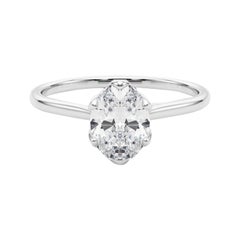 Anello con diamante solitario ovale Tulipano Rosa in platino certificato GIA da 1,20 carati