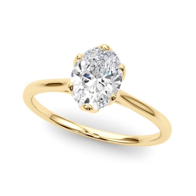 Taglio ovale Anello con diamante solitario ovale a tulipano da cattedrale certificato GIA da 1,20 carati in vendita