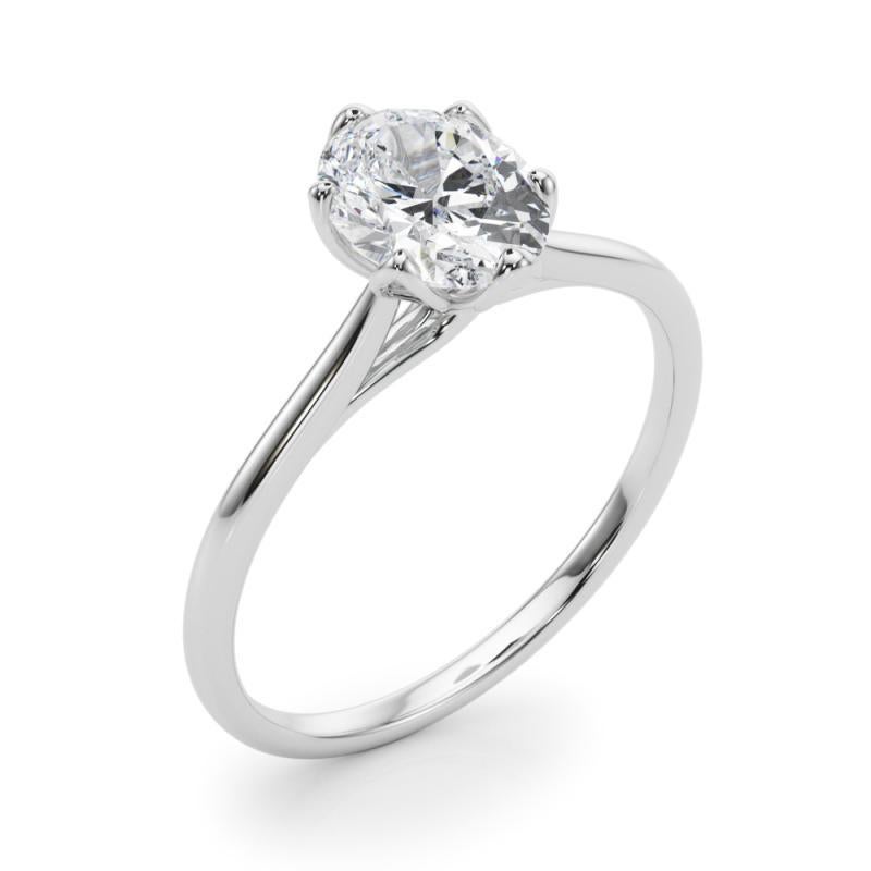 Donna Anello con diamante solitario ovale a tulipano da cattedrale certificato GIA da 1,20 carati in vendita