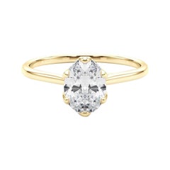 Anello con diamante solitario ovale a tulipano da cattedrale certificato GIA da 1,20 carati