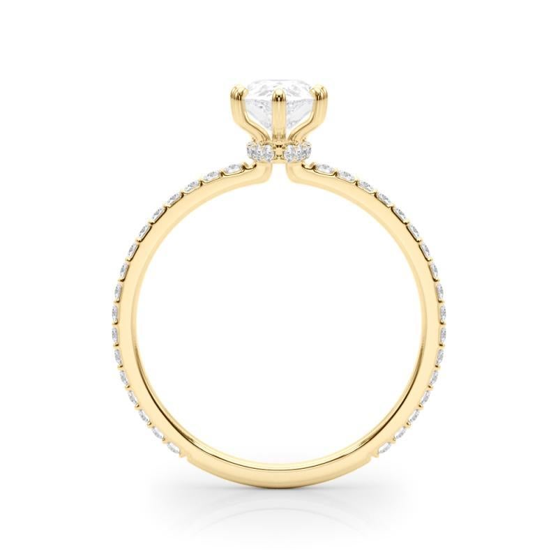 GIA Certified 1.20 Carat Pear Hidden Halo Pave Band Yellow Gold Diamond Ring Neuf - En vente à New York, NY