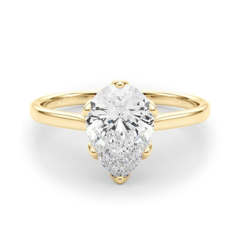 GIA Certified 1.20 Carat Pear Solitaire Cathedral Tulip Diamond Ring