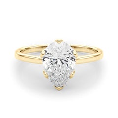 GIA Certified 1.20 Carat Pear Solitaire Cathedral Tulip Diamond Ring