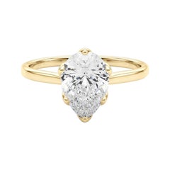 GIA Certified 1.20 Carat Pear Solitaire Cathedral Tulip Diamond Ring