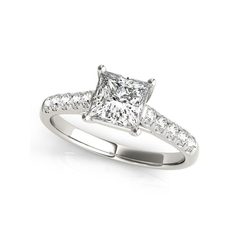 GIA Certified 1.20 Carat Princess Cathedral Trellis White Gold Diamond Ring