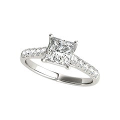 GIA Certified 1,20 Carat Princess Cathedral Trellis White Gold Ring