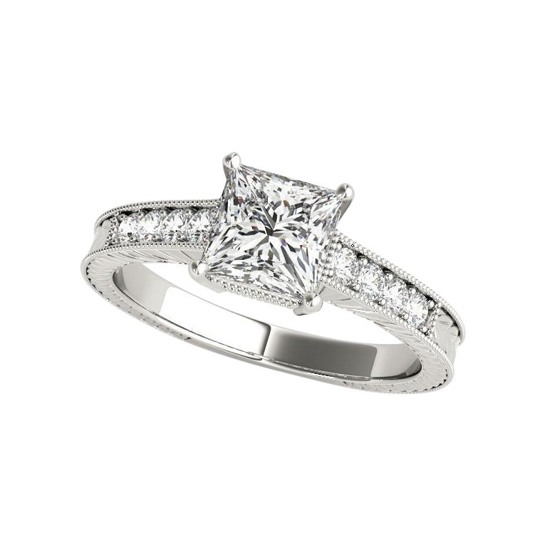 GIA Certified 1.20 Carat Princess Double Basket Vintage Diamond Ring en vente