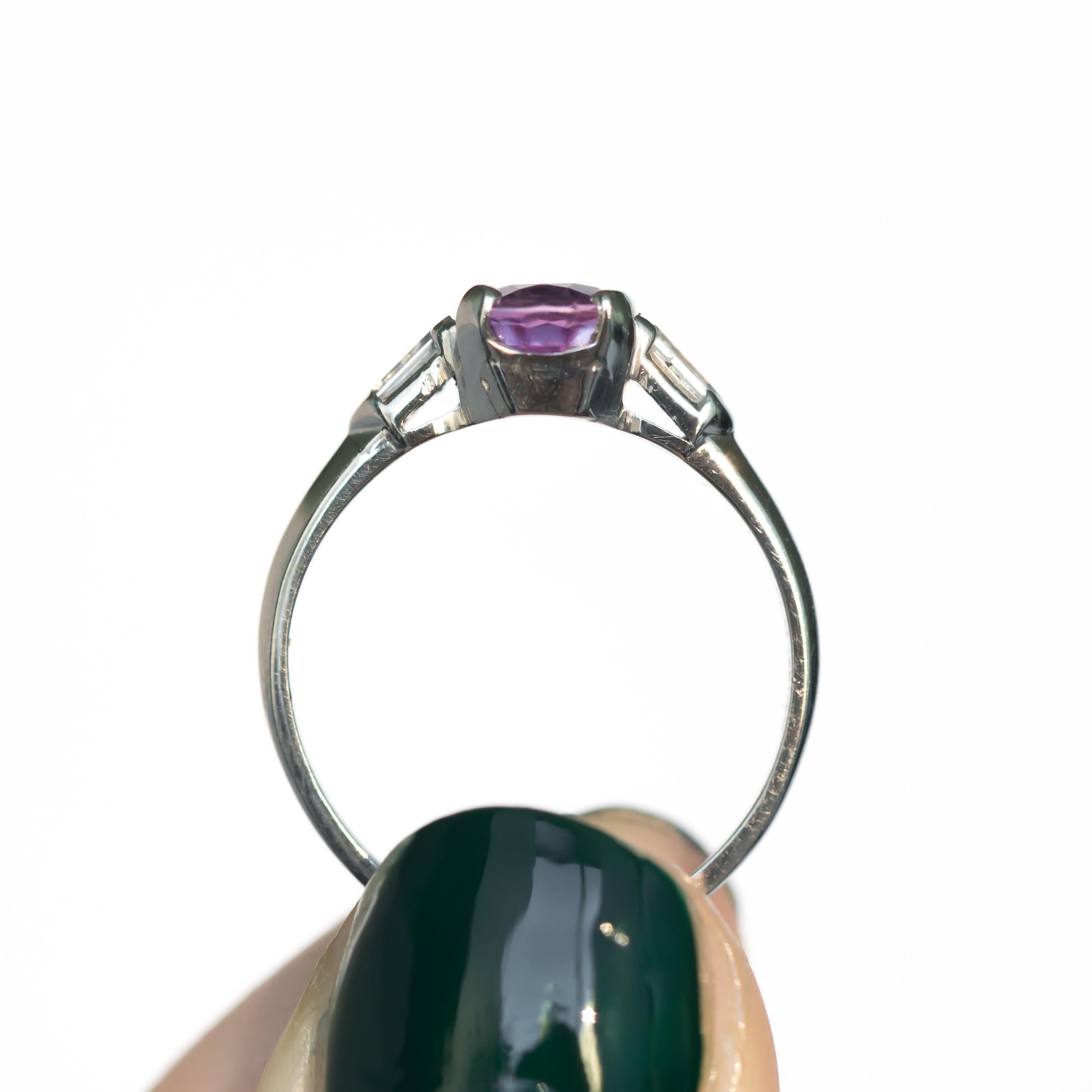 Women's or Men's GIA Certified 1.20 Carat Purple-Pink Sapphire Platinum Engagement Ring