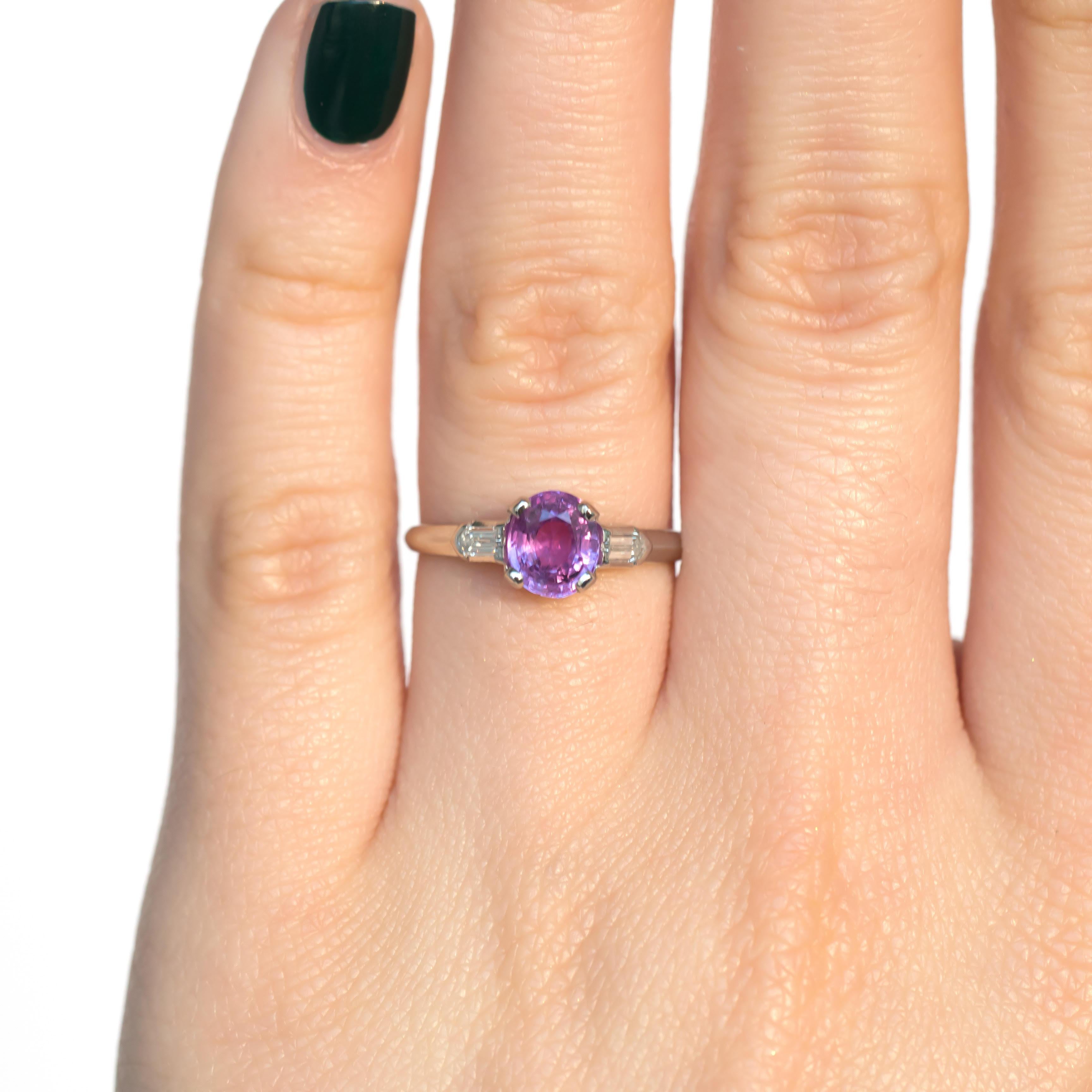 GIA Certified 1.20 Carat Purple-Pink Sapphire Platinum Engagement Ring 1