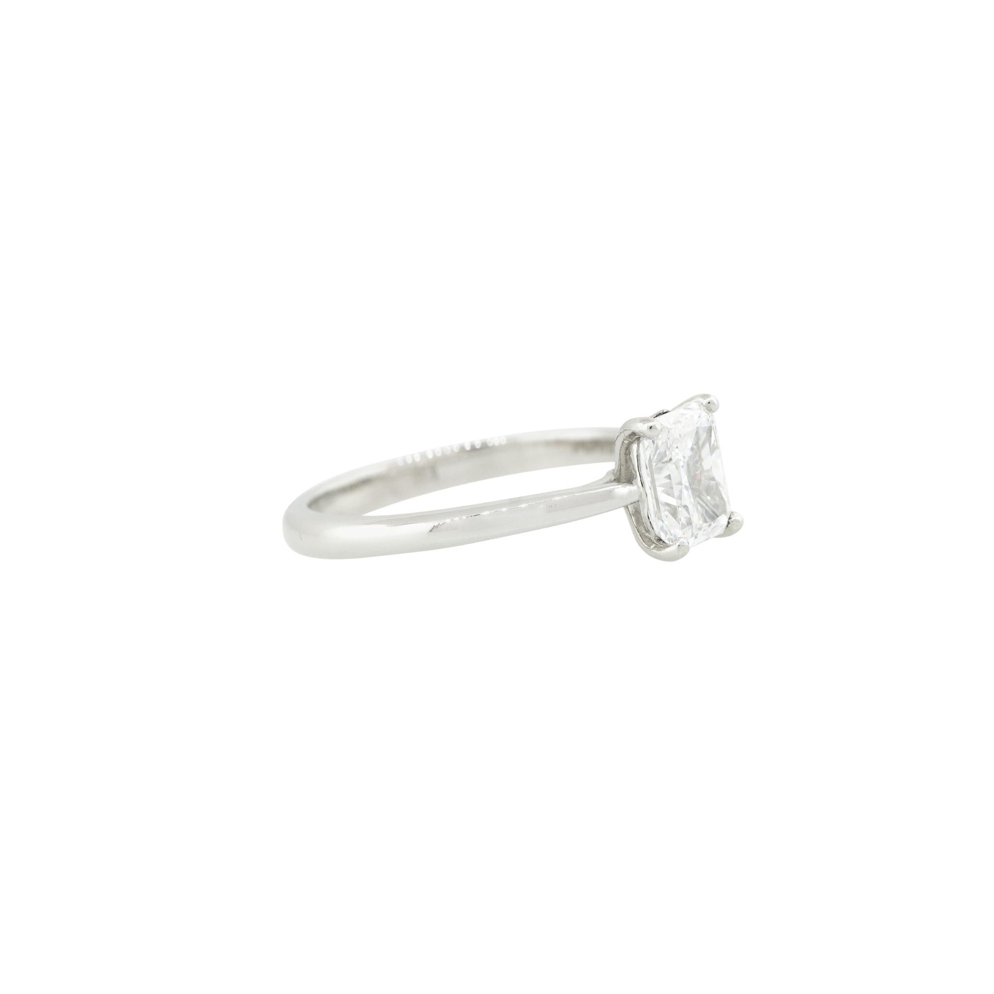 Modern GIA Certified 1.20 Carat Radiant Cut Diamond Engagement Ring Platinum in Stock For Sale