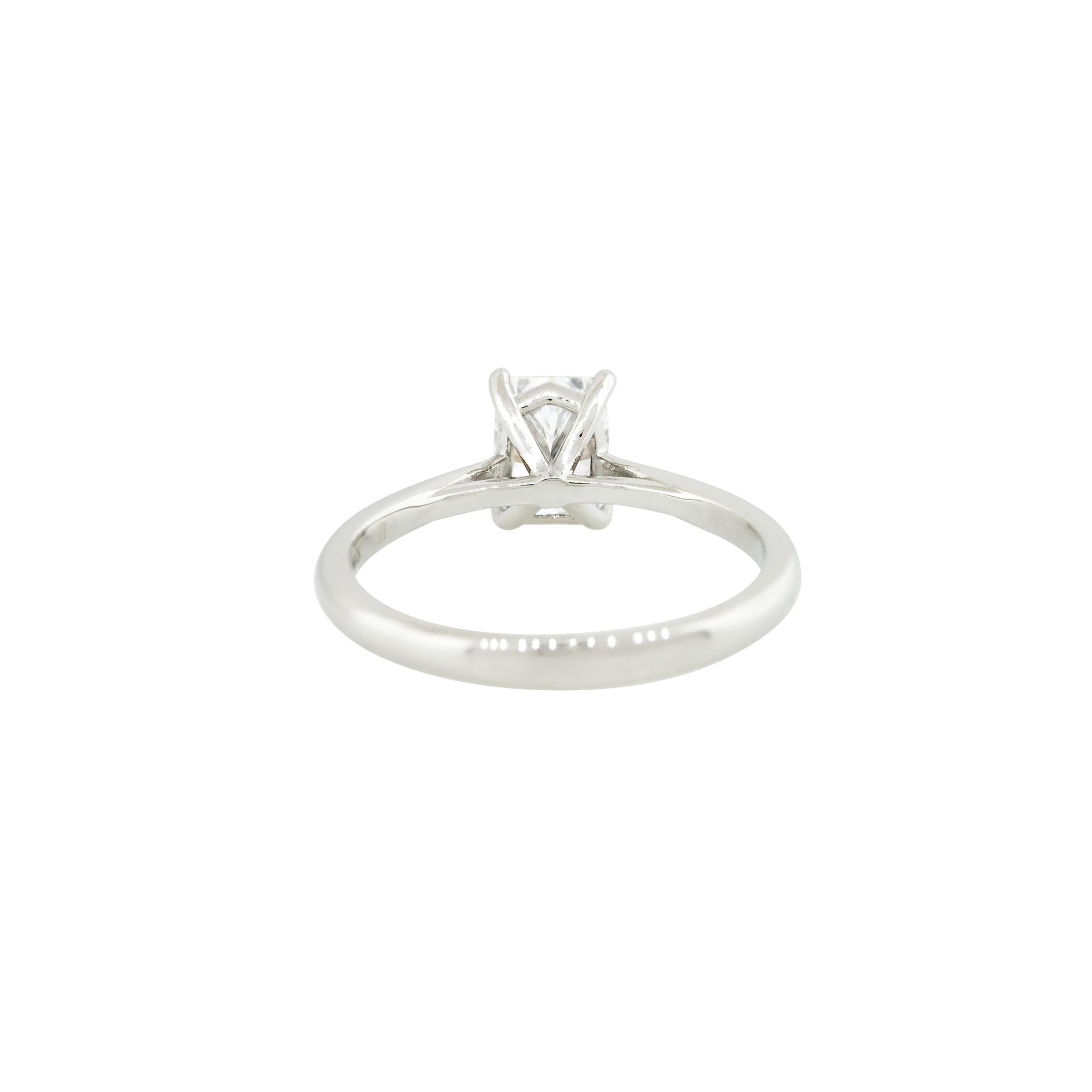 Women's GIA Certified 1.20 Carat Radiant Cut Diamond Engagement Ring Platinum in Stock For Sale