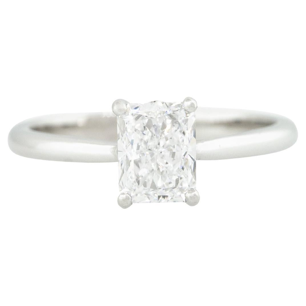 Bague de fiançailles en platine avec diamant taille radiant de 1,20 carat certifié GIA, en stock