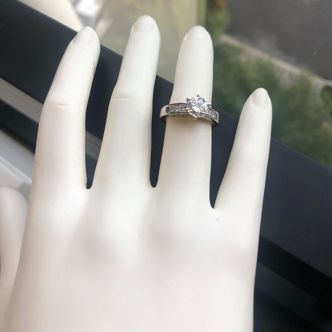 GIA Certified 1.20 Carat Round Cut Diamond Ring Si2/VS1 F Color 14K White Gold In Excellent Condition For Sale In Aventura, FL