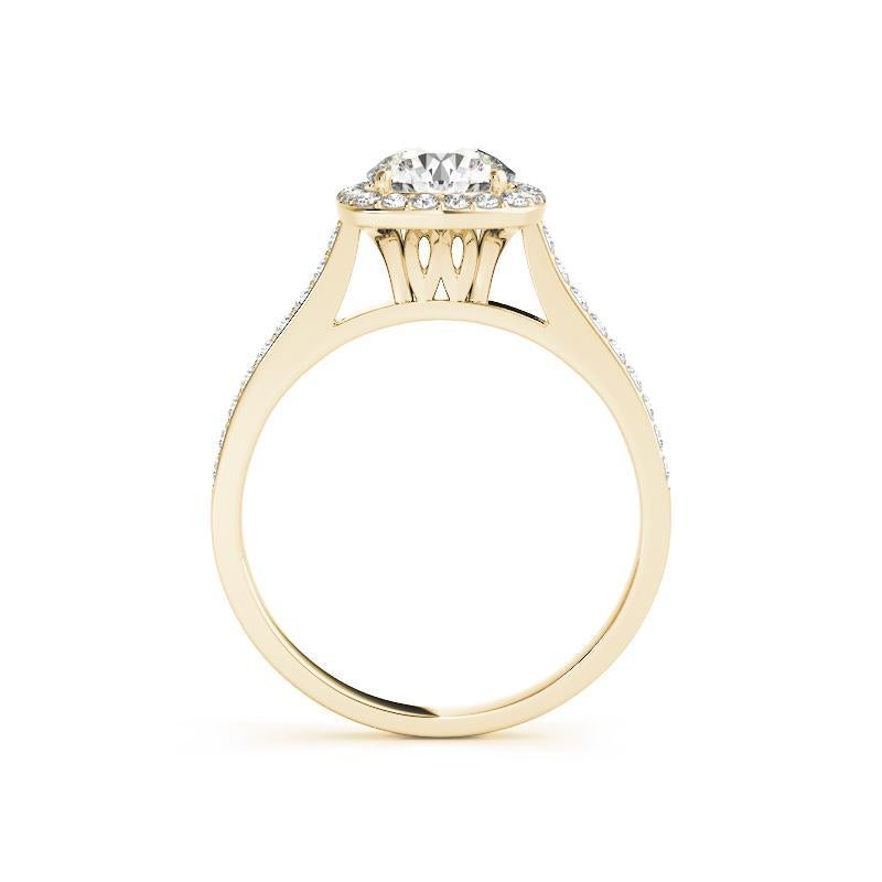 GIA zertifiziert 1,20 Karat runde Halo Kathedrale Vintage Diamantring (Rundschliff) im Angebot