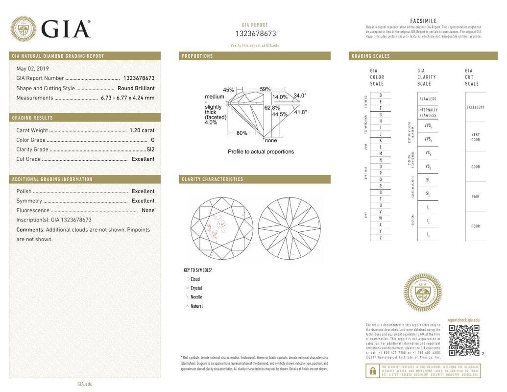 Contemporaneo GIA Certified 1,20 Carat Round Hidden Halo Trellis in oro bianco 18K Diamond Ring in vendita